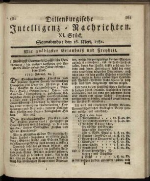 XI. Stück. Sonnabends : den 16. Merz, 1782.