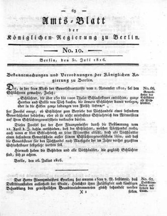 No 10, 31. Juli 1816