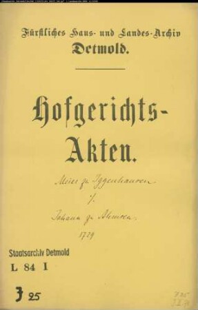 Iggenhausen, Meier zu (Joh. Henrich von Exter) gegen Johann zu Ahmsen - Schuldforderung