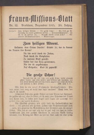Nr. 12. Dezember 1915