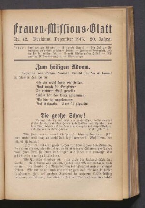 Nr. 12. Dezember 1915