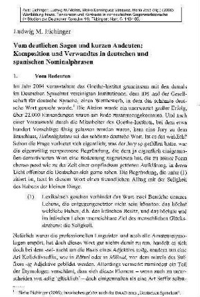 Vom deutlichen Sagen und kurzen Andeuten : Komposition und Verwandtes in deutschen und spanischen Nominalphrasen