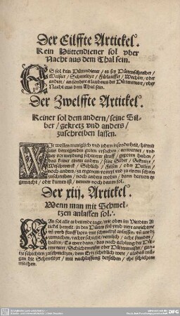 Der XIII. Artickel. Wenn man mit Schmeltzen anlassen sol.