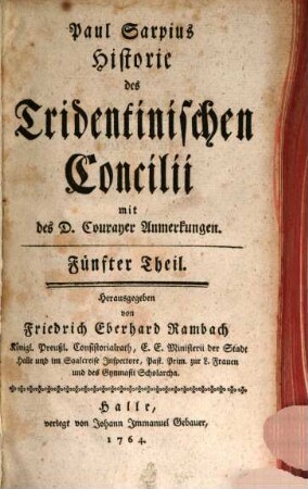 Paul Sarpius Historie des Tridentinischen Concilii, 5