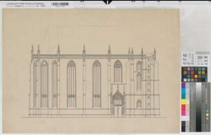 Soest (Soest) Wiesenkirche Seitenansicht ohne Türme Anf. 20.Jh. o.M. 51 x 73 Zeichnung Staatshochbauamt Soest