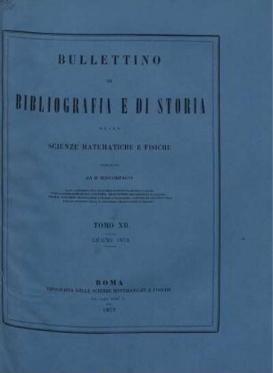 Tomo XII. Giugno 1879.