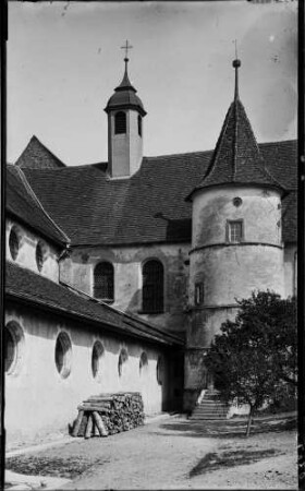 Reichenau Mittelzell Kloster Marienmünster Außenansicht Ostquerhaus, Südflügel und Abteiturm