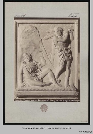 Hauptportal von San Petronio : Reliefs am rechten Pilaster : Kain erschlägt Abel