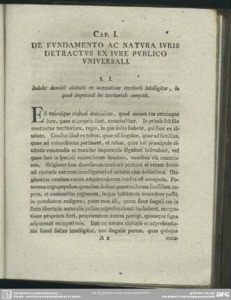 Cap. I. De Fundamento Ac Natura Iuris Detractus Ex Iure Publico Universali