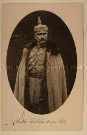 Fotopostkarte "Kaiser Wilhelm II. im Felde", geschrieben von Max Schulze an Ida Thiele; Berlin, 2. Febr. 1917