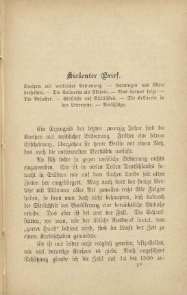 Siebenter Brief. Kneipen mit weiblicher Bedienung - Gattungen und Wirte derselben - Die Kellnerin als Sklavin - Was daraus folgt - Die Besucher - Einflüsse auf Sittlichkeit - Die Kellnerin in der Literatur - Vorschläge