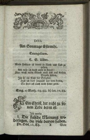 DCLI. Am Sonntage Estomihi. Evangelium.