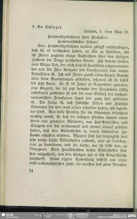 Christian Lassen an August Wilhelm von Schlegel, London, 04.05.1824