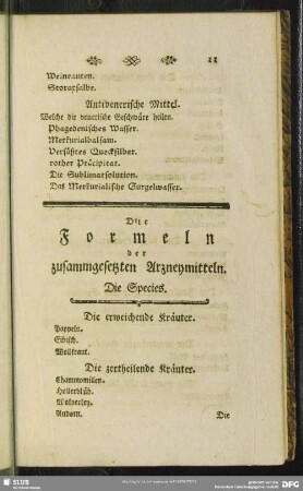 Die Formeln der zusammgesetzten Arzneymitteln