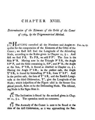 Chapter XVIII. Determination of the Elements of the Orbit of the Comet of 1769, by the Trigonometrical Method.