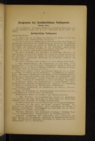 Programm der Fortschrittlichen Volkspartei.