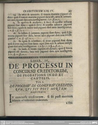 Liber IV. De Processu In Concursu Creditorum, De Probatione In Eo Et Cautelis