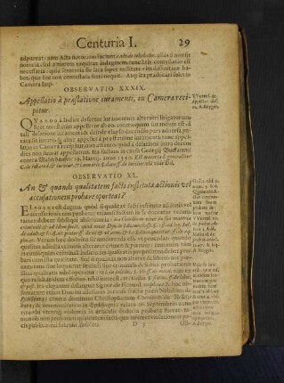 Observatio XXXIX. Appellatio à praestatione iuramenti, in Camera recipitur.