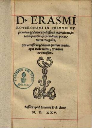 In primum et secundum psalmum exactissimae enarrationes