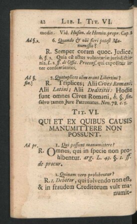 Tit. VI. Qui Et Ex Quibus Causis Manumittere Non Possunt