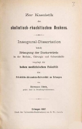 Zur Kasuistik ees skoliotisch-rhachitischen Beckens