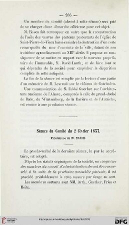 Séance du Comité du 2 février 1857