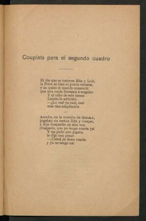 Couplets para el segundo cuadro