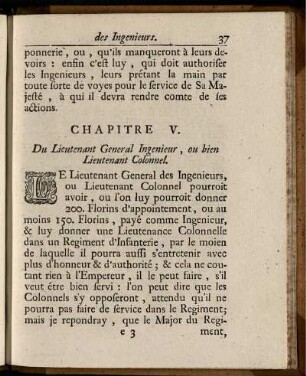 Chapitre V. Du Lieutenant General Ingenieur, ou bien Lieutenant Colonnel