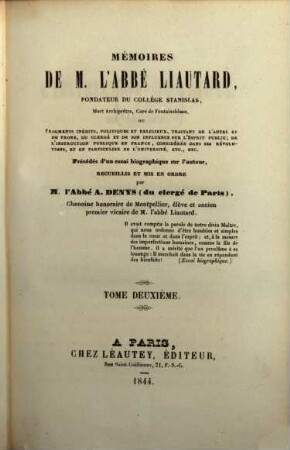 Mémoires de l'abbé Liautard, 2