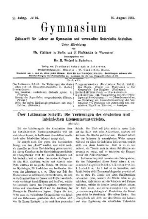 Über Lattmanns Schrift : die Verirrungen des deutschen und lateinischen Elementarunterrichts ; (Schluß)