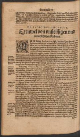 De Iudicibus Incautis. Exempel von unfleissigen und unvorsichtigen Richtern.