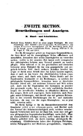 Beurtheilungen und Anzeigen : zweite Section