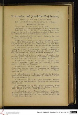 II. Kranken- und Invaliden-Versicherung.