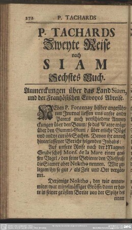 Sechstes Buch. Anmerckungen über das Land Siam, und der Frantzösischen Envoyes Abreise