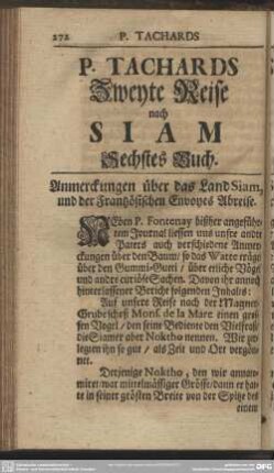 Sechstes Buch. Anmerckungen über das Land Siam, und der Frantzösischen Envoyes Abreise