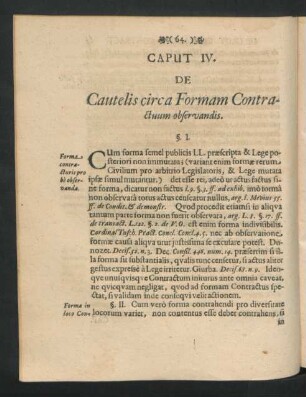 Caput IV. De Cautelis circa Formam Contractuum observandis.