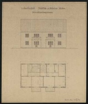 Vierfamilienhaus: Ansicht und Grundriss