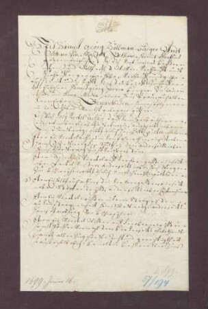 Verkaufsbrief des Hans Georg Höllmann zu Rastatt an Hans Georg Zorn zu Rauenthal über Güter auf den Rebäckern, im Fahrnacker, auf der Korngasse, in den Stegwiesen und auf den oberen Wiesen um 21 fl.