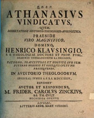 Athanasius vindicatus
