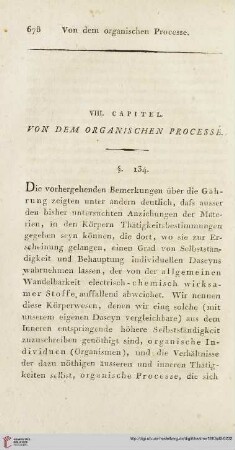 VIII. Capitel: Von dem organischen Processe