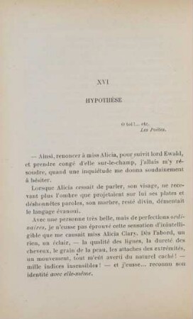XVI. Hypothèse