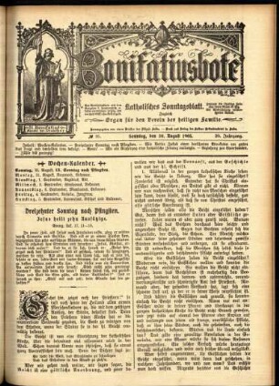 Erste Ausgabe vom Sonntag, den 30. August 1903.