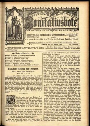 Erste Ausgabe vom Sonntag, den 30. August 1903.