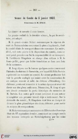 Séance du Comité du 5 janvier 1857