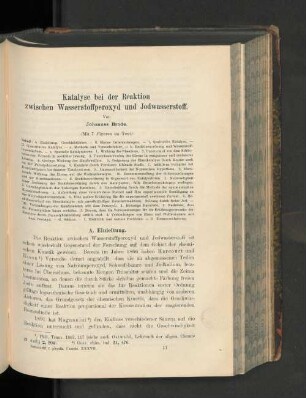 Katalyse bei der Reaktion zwischen Wasserstoffperoxyd und Jodwasserstoff.