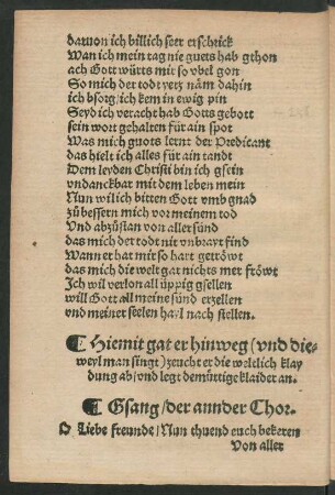 Gsang/ der annder Chor.