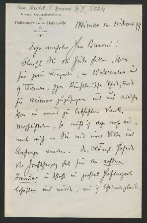 Brief an Ferruccio Busoni : 11.12.1899