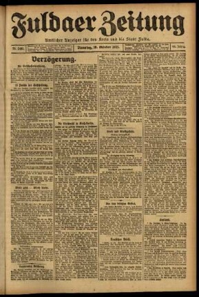 Erste Ausgabe vom Dienstag, den 18. Oktober 1921.