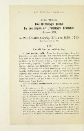Dritter Abschnitt. Vom Westfälischen Frieden bis zum Beginn der Französischen Revolution 1648 - 1789
