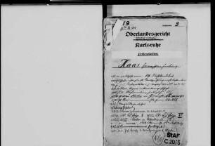Haas, Franz; Justizrat; geb. 25.8.1873 in Freiburg
